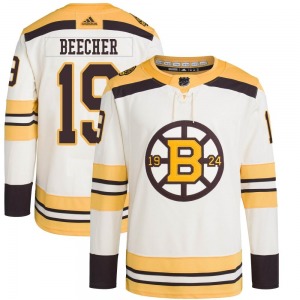 Authentic Adidas Youth Johnny Beecher Cream 100th Anniversary Primegreen Jersey - NHL Boston Bruins