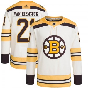 Authentic Adidas Youth James van Riemsdyk Cream 100th Anniversary Primegreen Jersey - NHL Boston Bruins
