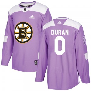 Authentic Adidas Youth Riley Duran Purple Fights Cancer Practice Jersey - NHL Boston Bruins