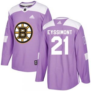 Authentic Adidas Youth Michael Eyssimont Purple Fights Cancer Practice Jersey - NHL Boston Bruins