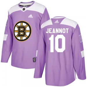 Authentic Adidas Youth Tanner Jeannot Purple Fights Cancer Practice Jersey - NHL Boston Bruins