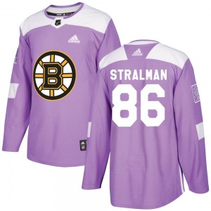 Authentic Adidas Youth Anton Stralman Purple Fights Cancer Practice Jersey - NHL Boston Bruins