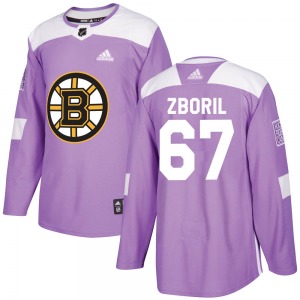 Authentic Adidas Youth Jakub Zboril Purple ized Fights Cancer Practice Jersey - NHL Boston Bruins