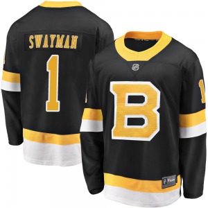 Premier Fanatics Branded Adult Jeremy Swayman Black Breakaway Alternate Jersey - NHL Boston Bruins