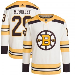 Authentic Adidas Adult Marty Mcsorley Cream 100th Anniversary Primegreen Jersey - NHL Boston Bruins
