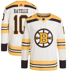 Authentic Adidas Adult Jean Ratelle Cream 100th Anniversary Primegreen Jersey - NHL Boston Bruins