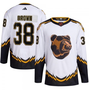 Authentic Adidas Youth Patrick Brown White Reverse Retro 2.0 Jersey - NHL Boston Bruins