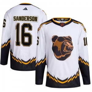 Authentic Adidas Youth Derek Sanderson White Reverse Retro 2.0 Jersey - NHL Boston Bruins