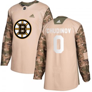 Authentic Adidas Youth Maxim Chudinov Camo Veterans Day Practice Jersey - NHL Boston Bruins