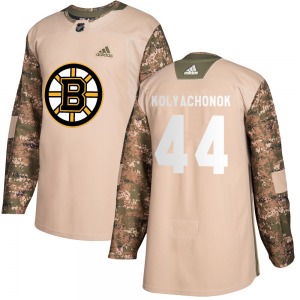 Authentic Adidas Youth Vladislav Kolyachonok Camo Veterans Day Practice Jersey - NHL Boston Bruins