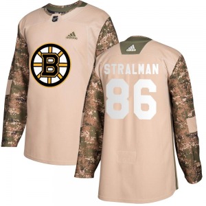 Authentic Adidas Youth Anton Stralman Camo Veterans Day Practice Jersey - NHL Boston Bruins