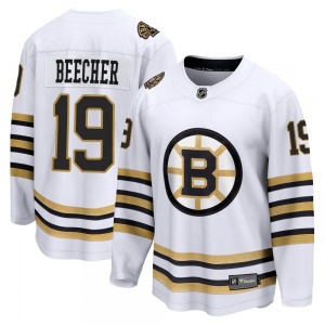 Premier Fanatics Branded Adult Johnny Beecher White Breakaway 100th Anniversary Jersey - NHL Boston Bruins